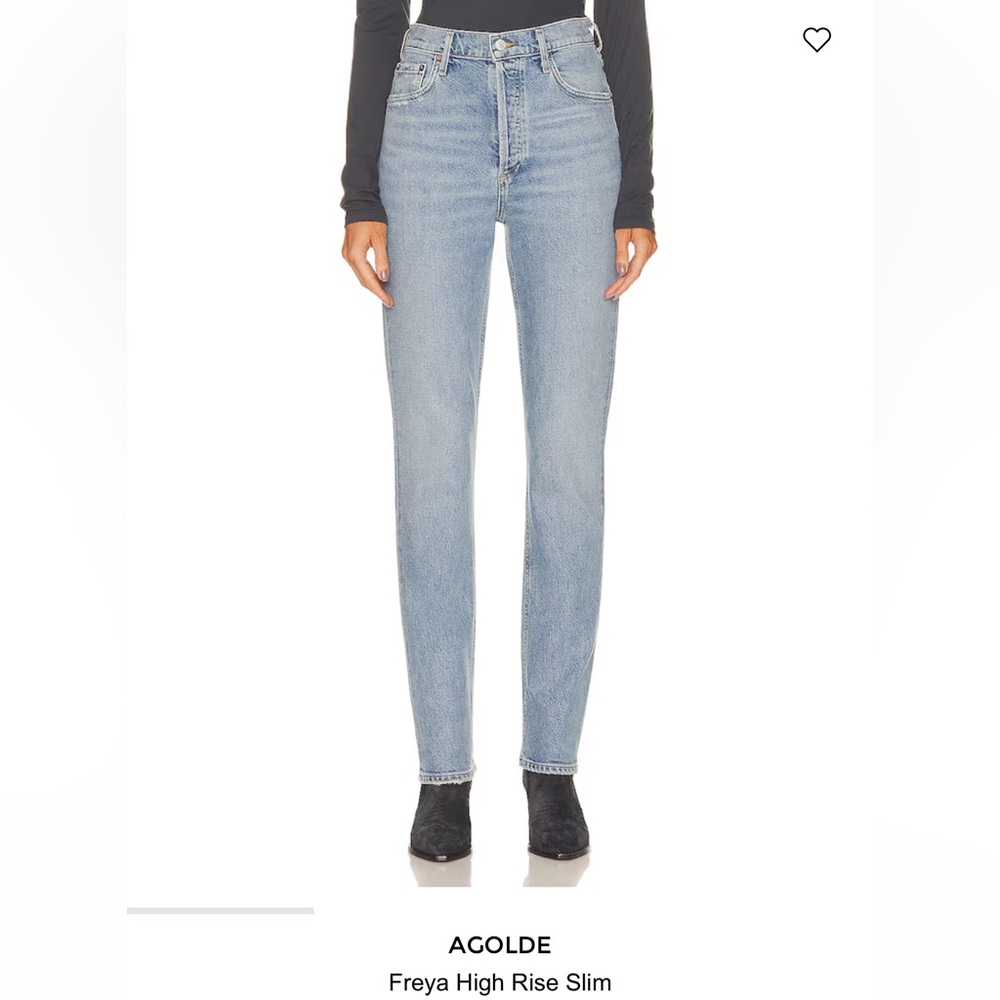 Agolde Blue Freya High-Rise Slim-Leg Stretch Organic